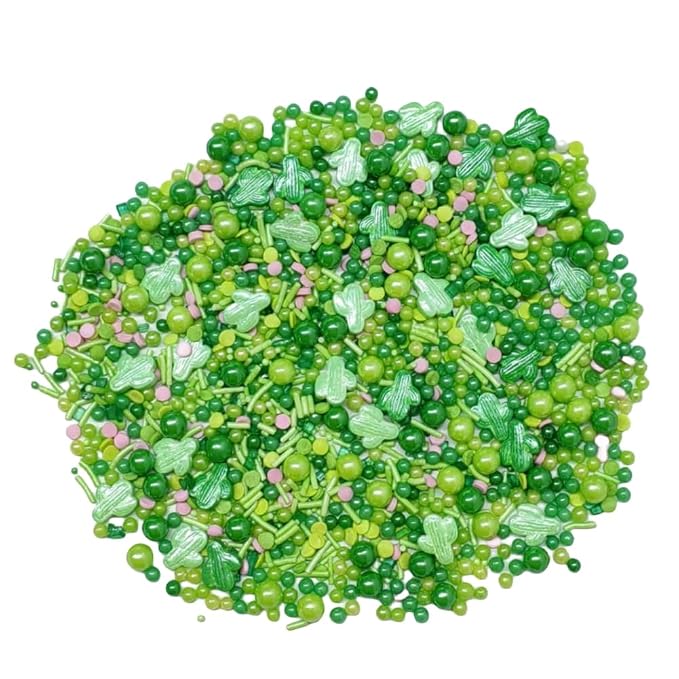 Edible Cactus Sprinkles for Cake Decorating, St Patrick's Day Green Sprinkle for Baking Cake Cupcake Toppers Cookie Ice Cream Donut Decoration 95g/3.35oz