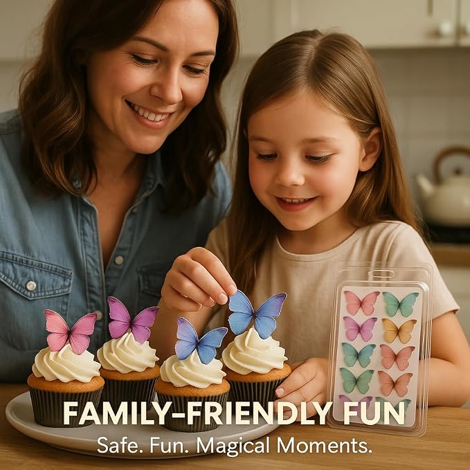 Confect Edible Wafer Paper Butterflies Set of 56 – Colorful Multi Color Butterfly Cake Decorations, Cupcake Toppers for Birthday, Wedding, Party – Edible Butterfly Toppers