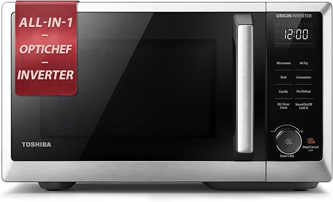 TOSHIBA Optichef Series Inverter Countertop Microwave with Air Fryer – All-in-One, Broil, Convection, Speedy Combi, Even Defrost, 11.3" Turntable, 27 Auto Menus + 47 Recipes, Stainless Steel