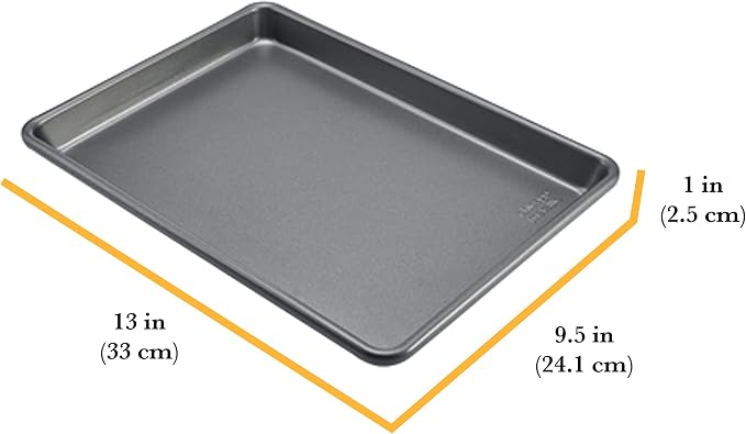 Chicago Metallic Commercial II Non-Stick Small Cookie/Baking Sheet. Perfect for making jelly rolls, cookies, pastries, one-pan meals, and more,12.25 by 8.75, Gray (Pack of 6)