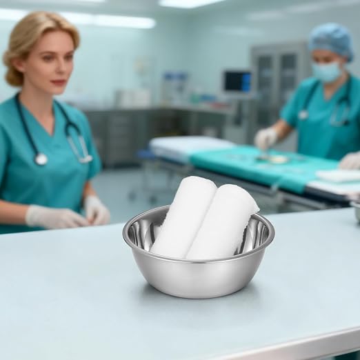 Baluue 2pcs Medical Bowl Bowls Thickened Iodine Cups with Seamless Construction Basin, Medical Stainless Steel Bowls for Sponges Dressings Fluid