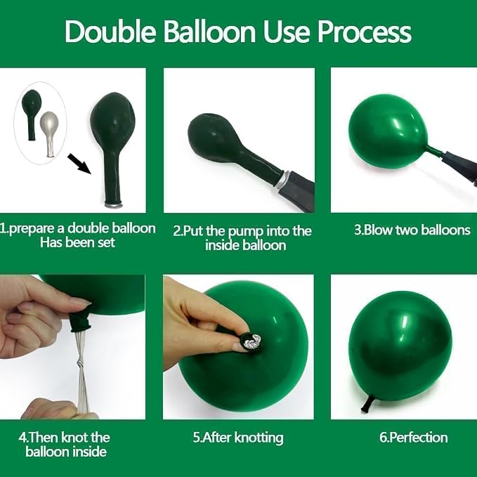 Dark Green Balloons Double Stuffed Emerald Forest Green Balloon Arch Different Sizes 18/12/5in Metallic Balloons for Jungle Birthday Baby Shower Graduation Day Decorations