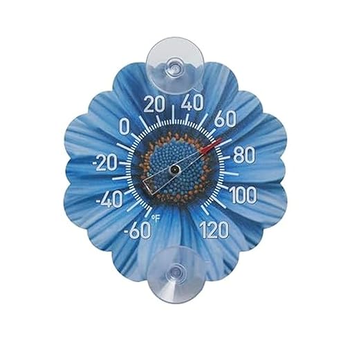 Taylor Daisy Dial Thermometer, 4-Inch Indoor Outdoor Silicone Suction Cup Thermometer, Weather-Resistant Temperature Gauge for Patio, Pool, Garden, or Garage, Blue