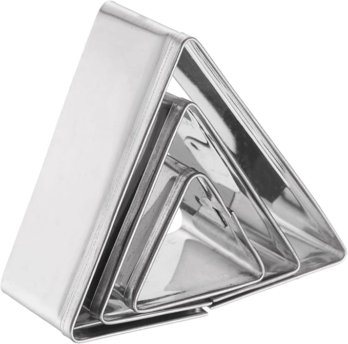 HARFINGTON 3Pcs Triangle Cookie Cutters Set Assorted Sizes Stainless Steel Geometric Frame Holiday Cookie Cutters Biscuit Mould for Pastry Fondant Cake Cookie