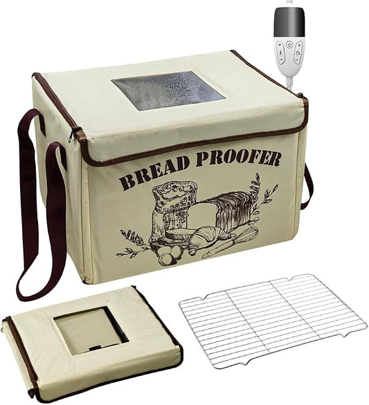 Foldable Bread Proofer, Bread Proofing Box with 50-113°F Temp Control 1-48H Timer, Sourdough Starter with Rack & NTC Sensor for Pizza Yogurt