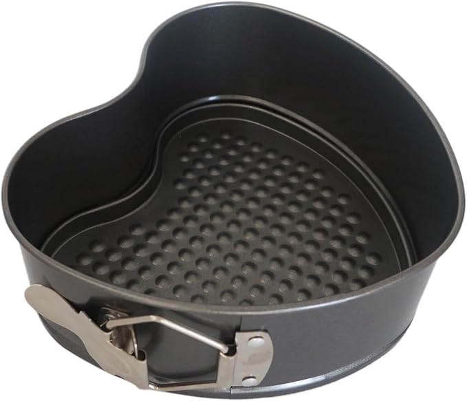 7 Inch Heart Shape Springform Pan, Pack of 2 Heart Baking Pans with Removable Bottom, Baking Molds Accessories for Cheesecake, Mousse, Wedding - Carbon Steel, Black