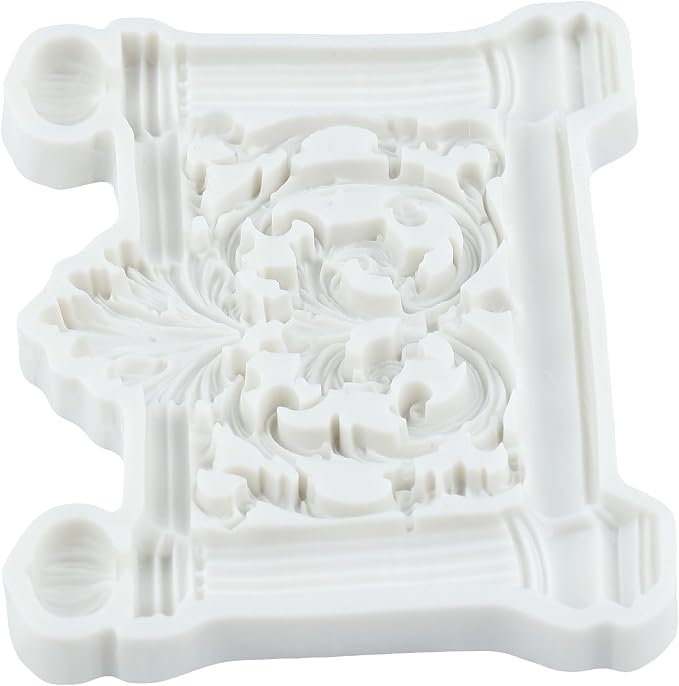 Baroque Roman Column Scroll Relief Silicone Mold Roman Column Fondant Molds for Cake Decorating Chocolate Cupcake Topper Candy Polymer Clay Gum Paste