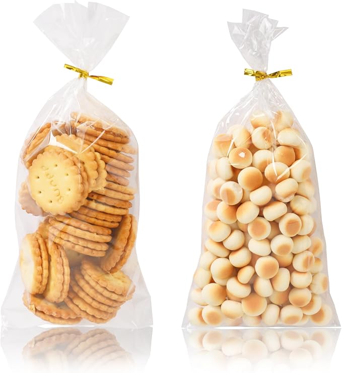 Augshy Cellophane Treat Bags,300Pcs 4x9 Inches Treat Cello Bag for lollipop | Clear Packaging Lollipop Bag with 320 Twist Ties, Individual Resealable OPP Plastic Bags for Candies,Dessert,Bakery, Cookies