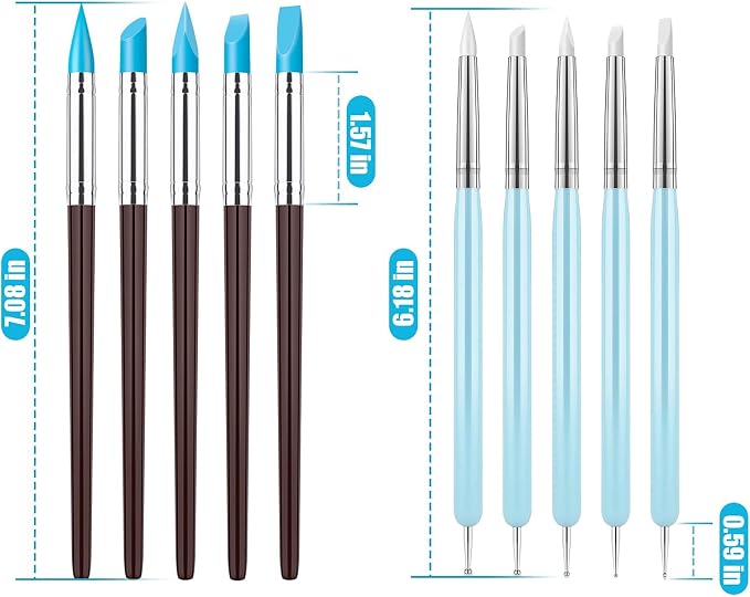 Clatoon 10Pcs Silicone Clay Sculpting Tool, Modeling Dotting Tool & Pottery Craft use for DIY Handicraft, Silicone Brush, Sculpture Pottery, Nail Art