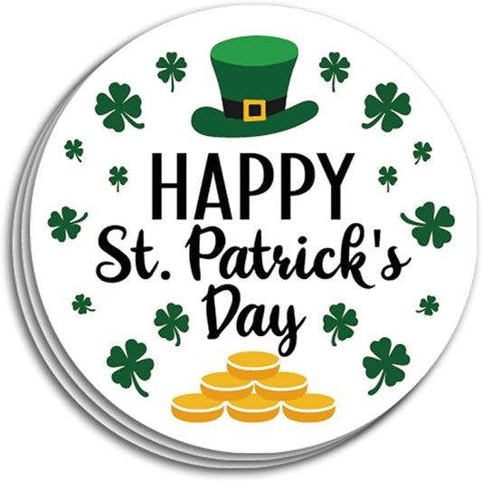 240 PCS Happy St. Patrick's Day Business Packaging Stickers,Clover Sticker for Envelopes Shipping Boxes Gift Packaging