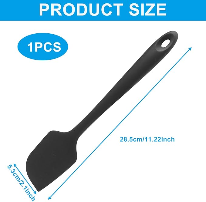 11in Heat Resistant Silicone Spatula,High Temp Flexible Kitchen Scrapers Food Grade Bowl Scrapers,Seamless Baking Supplies Scratch-Proof for Scraping Non-Stick Pans Cooking(Black1)