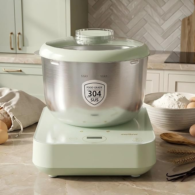 Sunvivi Electric Dough Maker with Weighing Function, 5.2QT Dough Mixer with Ferment Function, Household Bread Maker Kitchen Flour Kneading Machine with Stainless Steel Bowl, Face-up Touch Panel