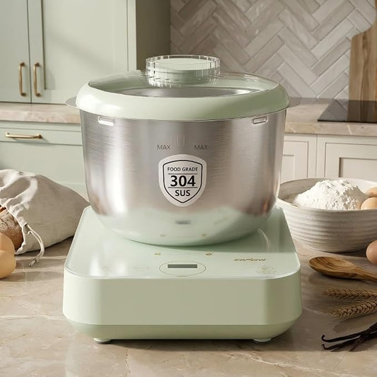 Sunvivi Electric Dough Maker with Weighing Function, 5.2QT Dough Mixer with Ferment Function, Household Bread Maker Kitchen Flour Kneading Machine with Stainless Steel Bowl, Face-up Touch Panel