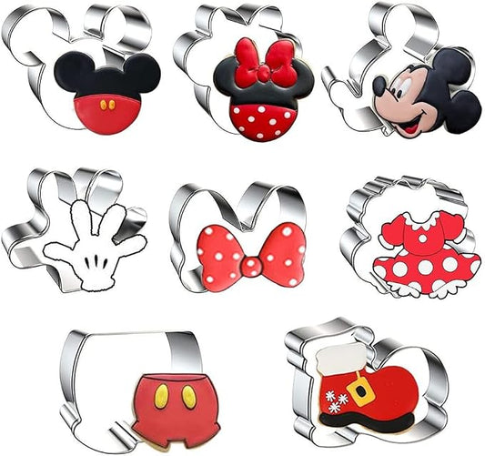 Mouse Cookie Cutter Sandwich Cutters Mickey Cutters for Kids DIY Lunchbox Bento Box Fruit Cutters Vegetable Cutters for Children Boys Girls, Pack of 8 (Cartoon Cookie Cutters Set)