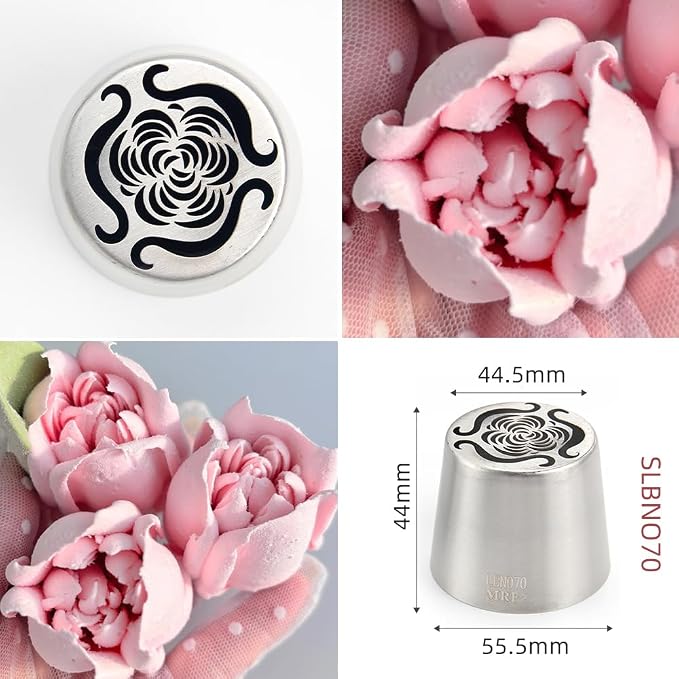 1 Piece Stainless Steel XXL Curled Edge Flower Icing Tips,Pastry Frosting Piping Nozzles for Cake Marshmallow Bouquet,Cake Decorating Tips Baking Tools,Flower Frosting Nozzles for Decorating