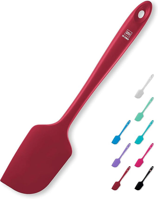 di Oro Living Large Silicone Spatula - 600F Heat-Resistant Spatula - Ergonomic Easy-to-Clean Seamless One-Piece Design - Pro-Grade Non-Stick Silicone Rubber with Stainless Steel S-Core Technology! (Red)