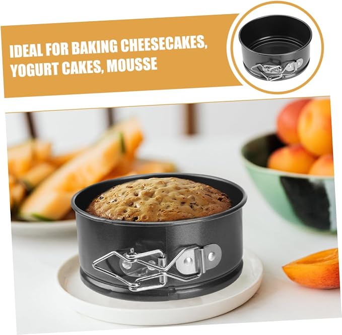 BESPORTBLE 4pcs Mini Round Cake Tins with Spring Latch Leakproof Seal Nonstick Steel Baking Pans for Cheesecake Quiche Pies and Tarts Easy Release and Cleaning for Home Bakers