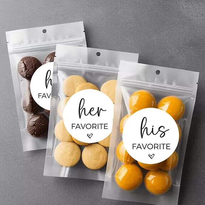 60xHis Favorite,60xHer Favorite Wedding Stickers,Wedding Candy Favors Label, Party Favor Labels,Sweet Desserts Tags for Birthday Anniversary,Graduation,Bridal,Shower,Cookie Bakery Stickers