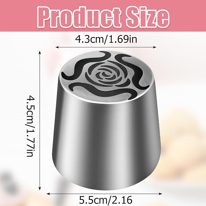 Jiozermi Extra Large Russian Piping Tip, Stainless Steel Flower Frosting Tip Icing Nozzle Floral Icing Nozzle for Birthday Cake Cupcake Decorating Frosting, Cream Baking Cookie DIY, SL56