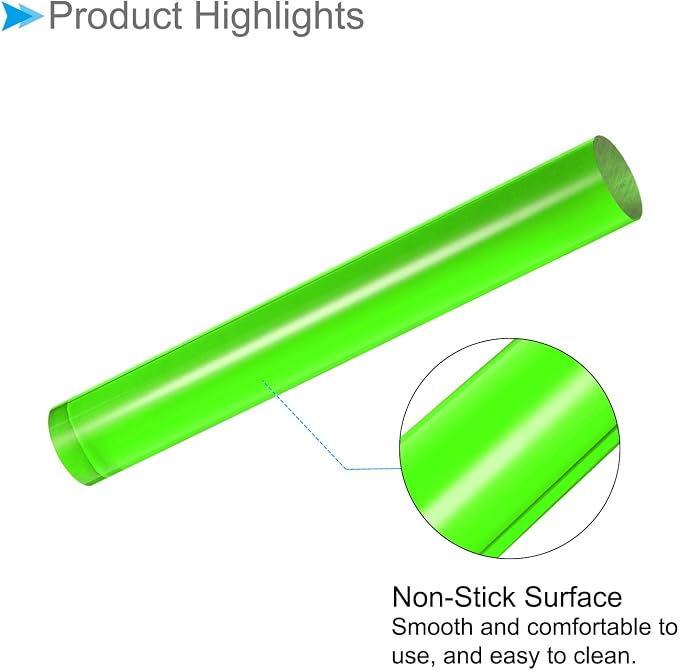 Acrylic Clay Roller, 7.28 Inch Length 1 Inch Dia., Acrylic Non-Stick Rolling Pin Roller Green - (Applications: for Shaping Sculpting)