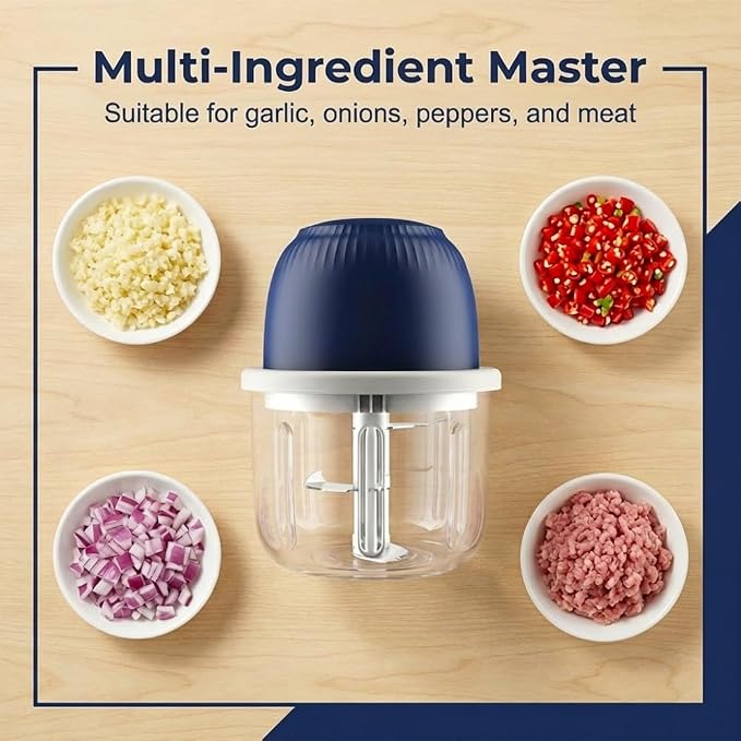 Electric Garlic Chopper, Portable Mini Food Processor, Upgrade Cordless Chopper for Home Cooking, Rechargeable Onion Chopper for Kitchen Users (2)