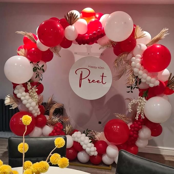 Red and White Balloon Garland Arch kit 153pcs with Star - 22 18 12 10 5in Different Size Red White Confetti Latex Balloons for Christmas Wedding Valentine's Day Birthday Party Decorations