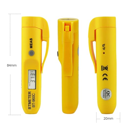Mini Digital Infrared Thermometer - BTMETER BT-960C Temperature Pen with Pocket Clip Instant Read to 527℉ Auto Off for Meat Candy Cooking Food Grill Kitchen BBQ Candy Wine(NOT for Human Temp)
