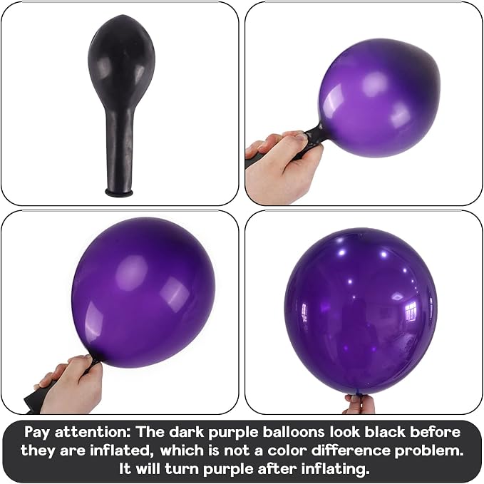 Jobkoo Purple Balloons 12 Inch, 100 Pack Dark Matte Royal Latex Balloons for Arch Deep Party Helium Decorations - Wednesday Birthday Halloween Graduation