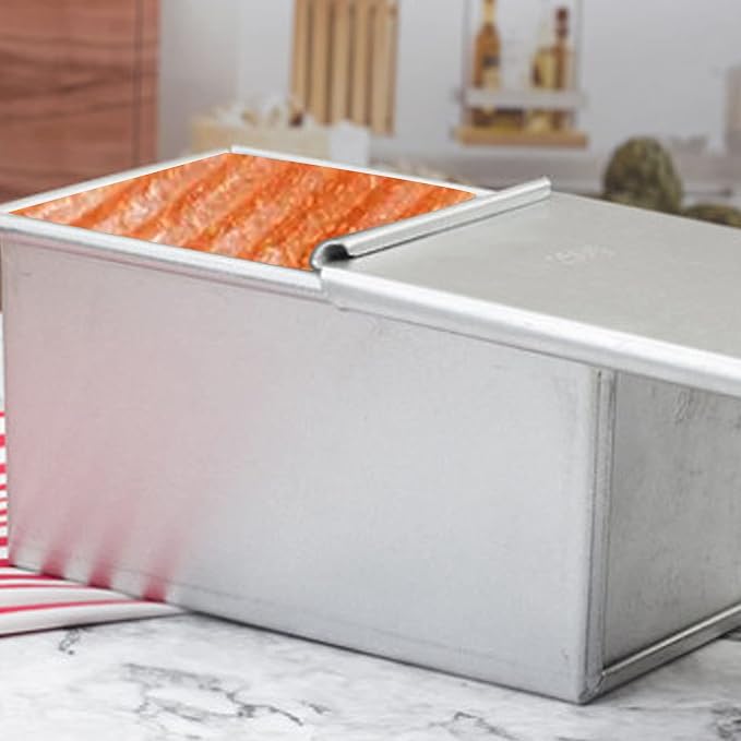 Aluminized Steel Pullman Loaf Pan with Lid, 10x3.93x4.4in, Non-Stick Inside and Out, Commercial Grade, Perfect for Bread Lovers