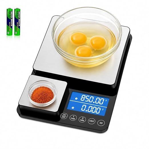0.001oz/33lb Dual Platform Kitchen Scale, Diyife 9.4in Stainless Steel Food Scale with Two Precisions, Accumulation Functions, 7 Units, Tare, for Baking, Cooking, Pre-Meal Preparation