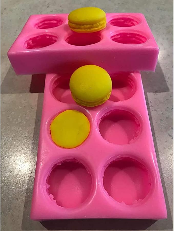 Hedume 2 Pack 6-Cavity 3D Macaroon Silicone Mold, Macaron Hamburger Baking Molds, Perfect for Candle, Muffin, Cake/Cupcake Decorating, Mini Soap, Bath Bomb