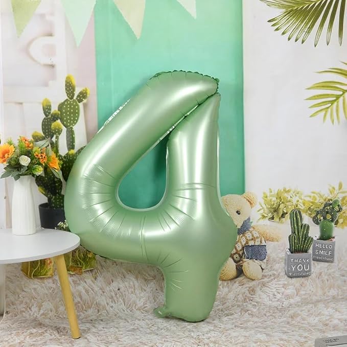 40 Inch Large Numbers Balloon, 4 Olive Green Ballon for 4th 14 40 44 Birthday Party, Balloon 4 Number for Graduations Wedding Supplies