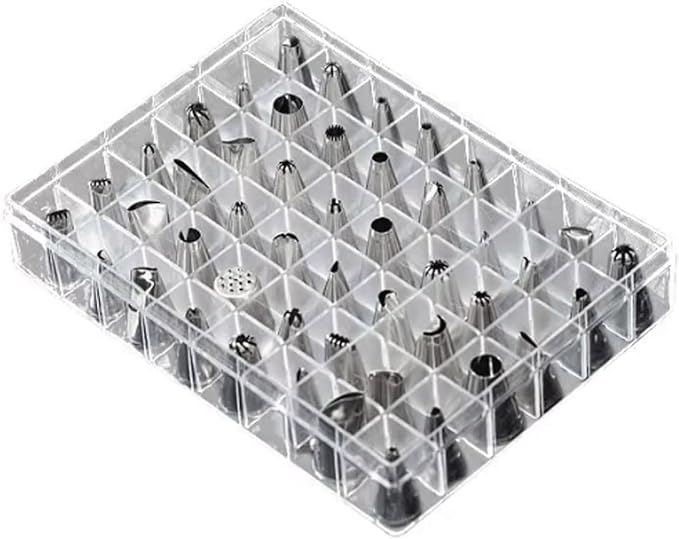 Piping Tips 24/48pcs Pastry Nozzles Stainless Steel Icing Tips Russian Tips Decorating Tips Piping Kit Icing Nozzles Tips for Cookies(48 pcs Set)