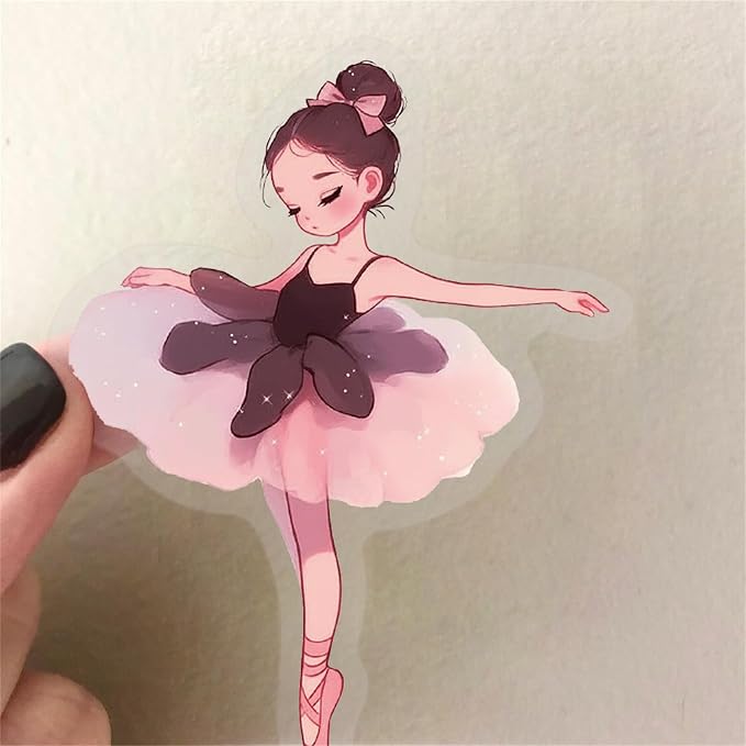 Transparent Ballet Girl Sticker, 50pcs Cute Multi-Color Ballerina Dancing Girl Stickers for Water Bottle Scrapbook Laptop Luggage,Waterproof Funny Trendy Decals for Teens Girls Women(Colourful-B3)