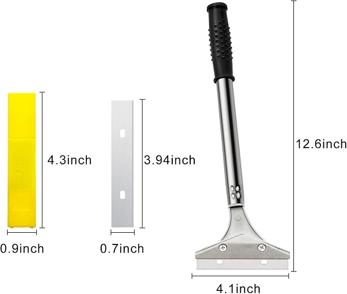 Mudder 4 Inch Razor Blade Scraper Tool Wallpaper Floor Tile Paint Removal Smoothing Scraper Tool with Replacement Blade for Removing Wallpaper Sticker Glue Floor Adhesive(Black,3 Pcs)
