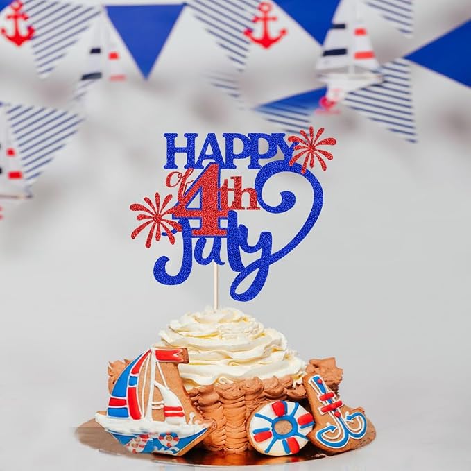Independence Day Happy Birthday 4th of July Cake Topper | Patriotic Birthday Party Decorations,4th of July USA Birthday Party America National Day Happy Party Decoration