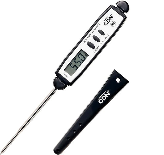 CDN Waterproof Digital Cooking Thermometer Instant Read 2.75" Stainless Shatterproof Ideal for Meat, Poultry, BBQ NSF Certified, Black (DT450X)