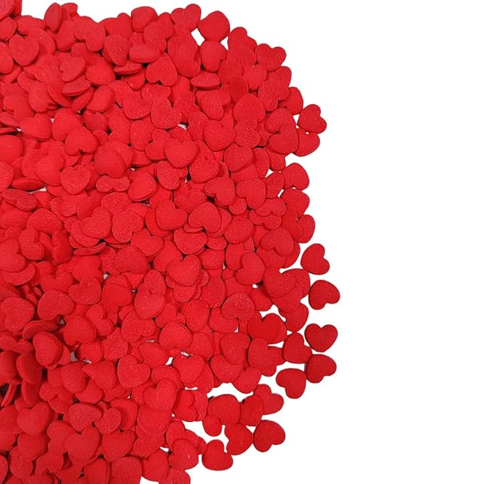 Edible Valentine Red Heart Shapes Sprinkles for Cakes Decorating 8mm Heart Cupcakes Toppers for Birthday, Ice Cream