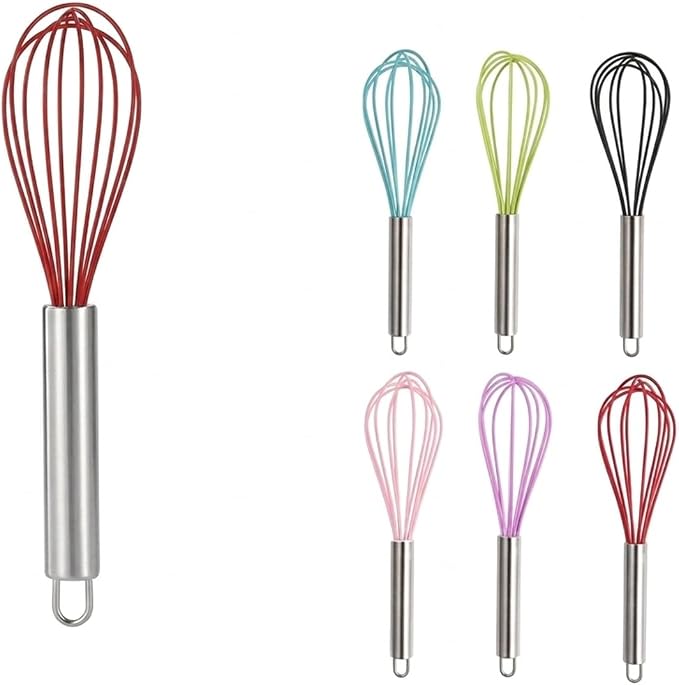 Silicone Coated Stainless Steel Whisk for Sauces and Baking, Durable Kitchen Tool (1 Pack)