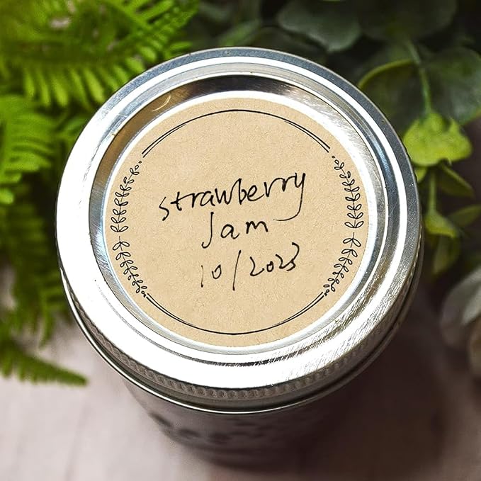 2" Canning Labels for Jars & Lids, 500 Labels per Roll, 4 Different Wreath Designs, Round Kraft Christmas Mason Jar Stickers, Food Labels Pantry Labels, Mason Jar Labels Spice Labels Bottle Labels