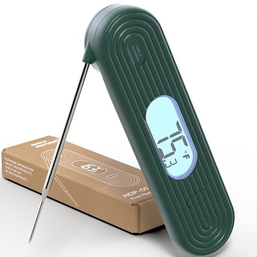 ONLY HUMAN HDP-01 Digital Instant Read Meat Thermometer, High Accuracy Food Cooking Thermometer with Ultra Bright Backlight Display (Forest Green)