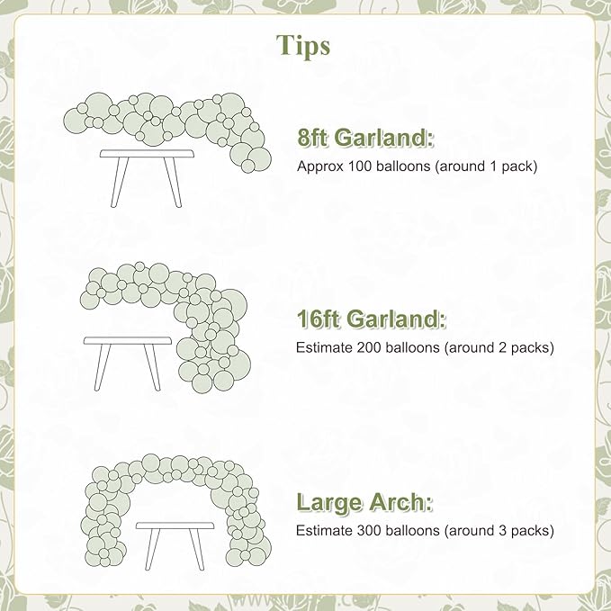Sage Green Gold White Balloon Arch Kit 132Pcs Sage Green Light Green Sand White Gold Clear Balloons for Wedding Engagement Anniversary Bridal Shower Baby Shower Birthday Party Decorations