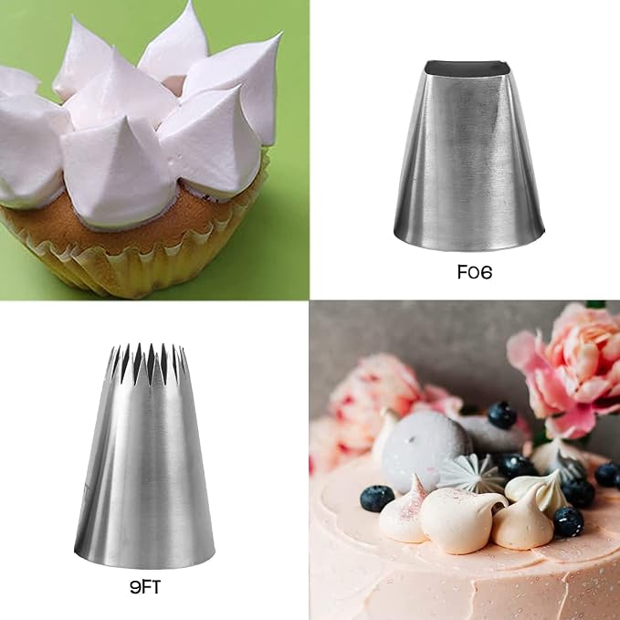 Extra Large Icing Tips Set with Round Star Square Eclair Churro Meringue Piping Tip for Cake Cupcake Cookie Decorating,4 Pcs