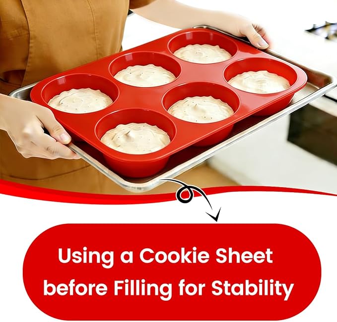 CAKETIME Silicone Muffin Pan, 2 Packs, Jumbo 6 Cups and Mini 24 Cups for Baking Muffins, Cupcakes, Egg Bites, and Frittatas