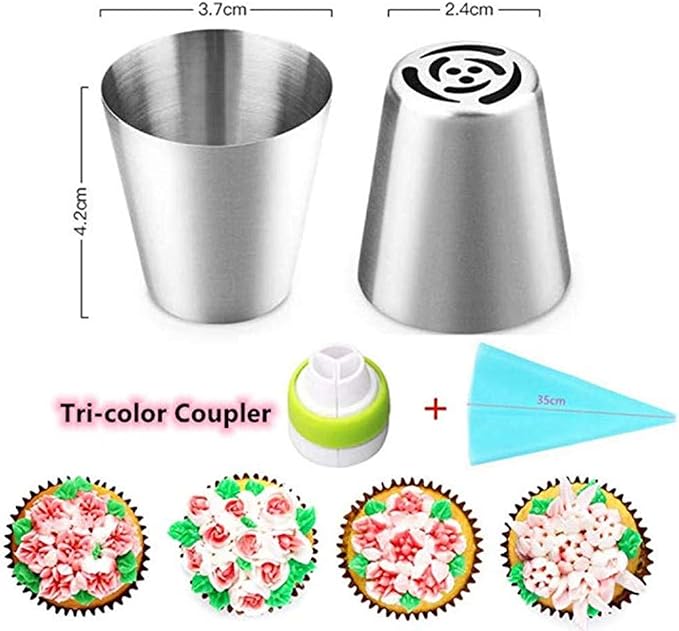 Russian Piping Tips Set, 24pcs Supplies Kit, Icing Nozzles Flowers Shaped, Frosting Bags and Tips Baking Supplies (24pcs)