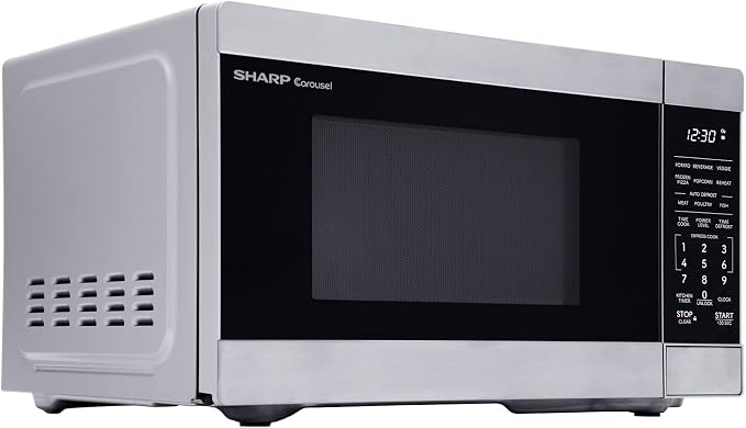 SHARP Compact Countertop Microwave Oven with Removable 10" Carousel Turntable, 700 Watt, 0.7 Cubic Feet, Stainless Steel