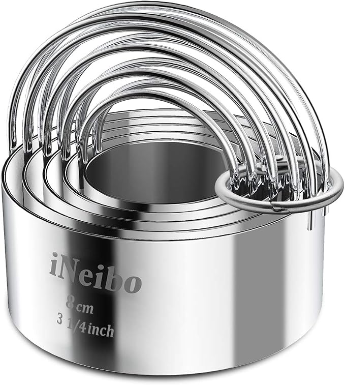 iNeibo Biscuit Cutter Set, Cookie Cutter, Round Shape Circle Scone Cutters, Pastry Dough Baking Cutter, Shapes Pastry Cutter for Dumpling Skin Cutters, Dough, Pastry, Donut, Fondant, DIY, Cake Décor