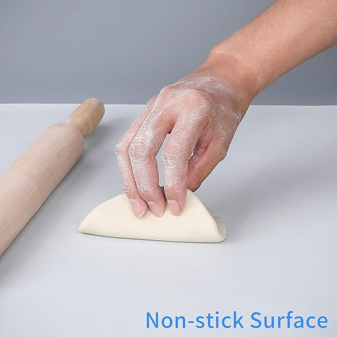 LONGFITE Silicone Baking Mat for Dough Rolling Pastry Fondant Mat Large Nonstick and Nonskid Heat Resistent, Countertop Protector, Dining Table Mat and Placemat (Large, Gray)