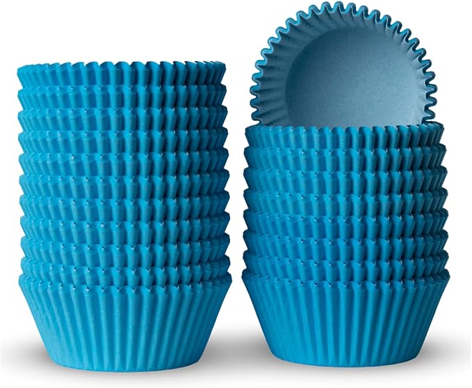 200 Paper Cupcake Liners, Muffin Liners or Baking Cups for Desserts, Muffins, Cupcakes and More Treats; Grease Proof, No Smell, Food Grade, Nut Serving Containers (Blue)