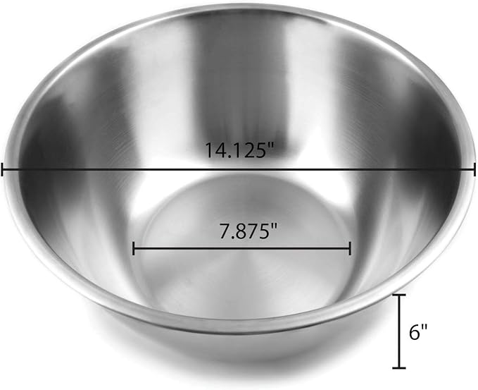Fox Run Stainless Steel Mixing Bowl, 10.75 Quart Capacity Large Metal Bowl | Prep, Mix & Serve | Large 10.75 Quart Capacity | Durable Stainless Steel | Dishwasher Safe | Smudge & Scratch Resistant Bowl
